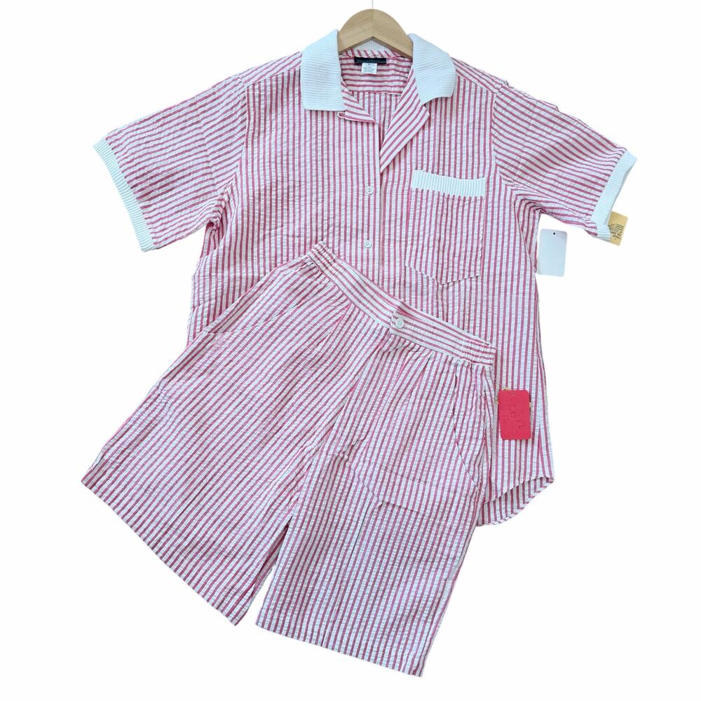 Vtg Abercrombie & Fitch 80s Pinstripe Poplin Matching Set Sz M/L